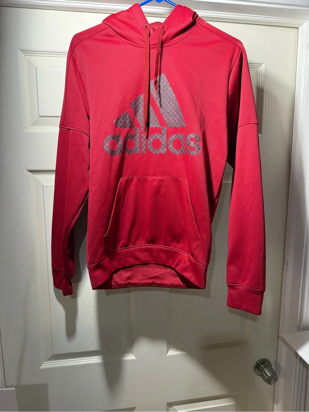 adidas Red Crewneck Hoodie with Reflective Logo size S